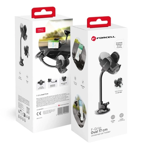 Автомобільний тримач Forcell Oval 2-в-1, 17 см, затискач для скла/сітки
