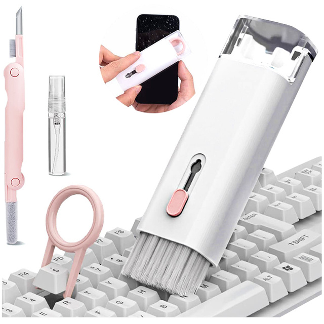 Cleaner Multifunctional cleaning kit for airpods 7in1 keyboards Pink and white