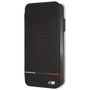 BMW BMTRBKI65PUCARTCBK Schutzhülle für Apple iPhone Xs Max Buch schwarz/schwarz Carbon Tricolor Stripe