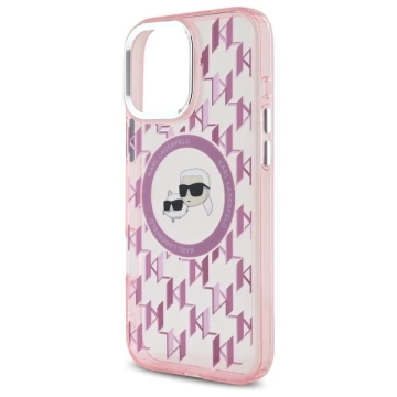 Etui Karl Lagerfeld do iPhone 16 Pro Max 6.9" Różowy MagSafe IML Monogram Karl&Choupette Head 