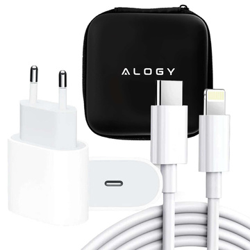 Alogy Nástěnná nabíječka Rychlá USB-C PD 20W Lightning kabel 1m Bílé pouzdro
