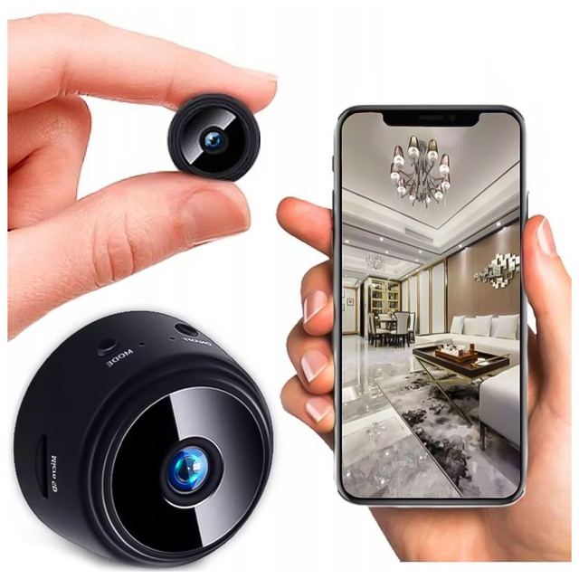 Špionážní kamera Skrytá detekce Diskrétní mini webkamera s přenosem dat WiFi Full HD IP černá