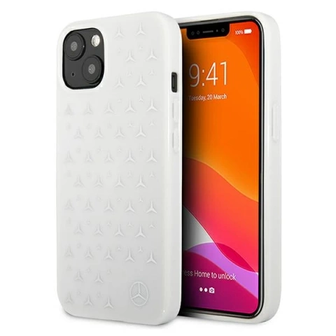 Etui Mercedes MEHCP13SESPWH na iPhone 13 mini 5,4" pevné puzdro so vzorom strieborných hviezd
