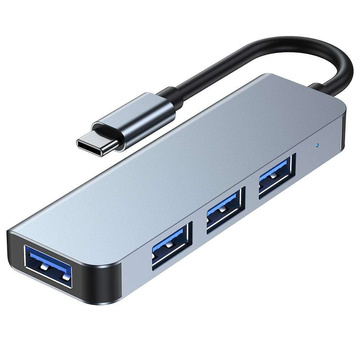 Hub adaptér USB V1-HUB 4w1 USB-C šedý