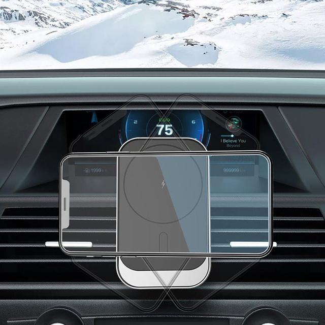 Магнітний автотримач MagSafe CW19 із зарядним пристроєм Qi Black