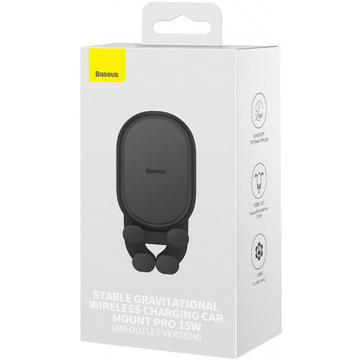 Baseus gravitational phone holder with 15W inductive charger (black)