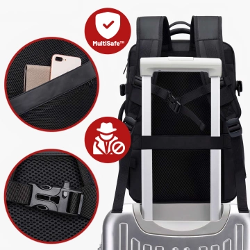 Travel backpack Bange BackPack business expandable backpack Capacious bag for 17.3" laptop with USB port Black