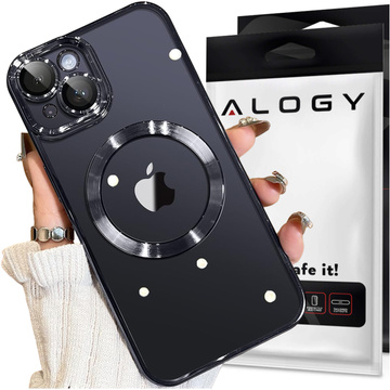 Чохол MagSafe для iPhone 15 Plus Glamour Luxury Slim Ring Cover Alogy Black Transparent