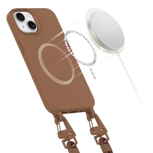 Etui Tech-Protect Magnecklace MagSafe iPhone 13 Brązowe Smycz