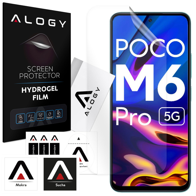 Hydrogel film for Xiaomi Poco M6 Pro, protective phone screen, Alogy Hydrogel Film