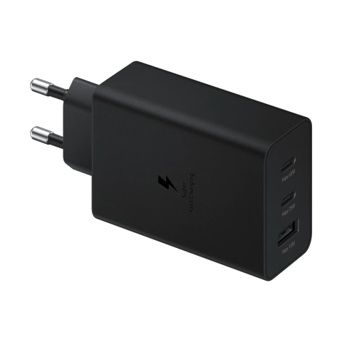 Samsung Wandladegerät 2x USB Type C / USB PPS, Power Delivery PD 65W, QC 3.0, AFC, FCP schwarz (EP-T6530NBEGEU)