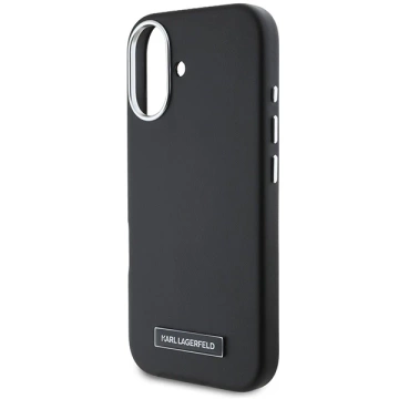 Karl Lagerfeld Hülle für iPhone 16 Plus 6,7" Schwarzes MagSafe Hardcase FW Metallplatte