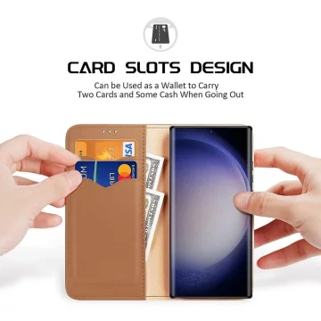 Pouzdro DUX DUCIS Hivo - kožené peněženkové pouzdro pro Samsung Galaxy S24 Plus hnědé