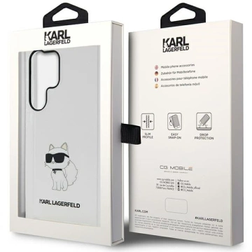 Ochranné puzdro na telefón Karl Lagerfeld KLHCS23LHNCHTCT pre Samsung Galaxy S23 Ultra S918 priehľadné pevné puzdro Ikonik Choupette