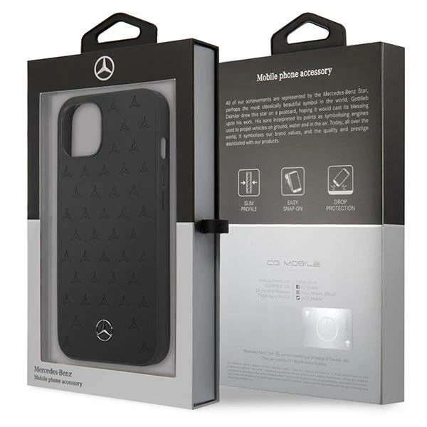 Etui Mercedes MEHCP13SPSQBK na iPhone 13 mini 5,4" pevné puzdro Kožený vzor hviezd
