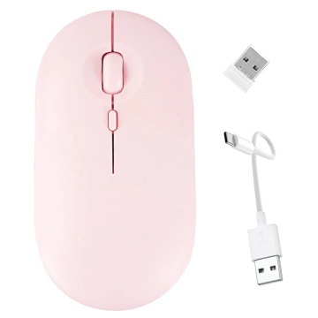 Alogy kabellose Maus, kleine ergonomische Maus für Laptop, PC, Bluetooth, 2,4 GHz, leises Rosa