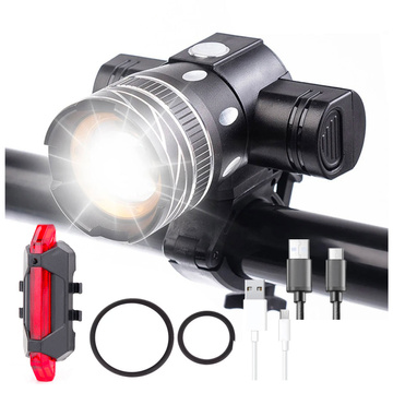 Lampka rowerowa światło przód tył wodoodporna LED CREE XM-L T6 USB zestaw przednia tylna światełko