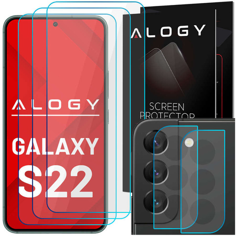 Загартоване скло 9H 3х на екран 2х на об'єктив камери Alogy Glass Pack для Galaxy S22