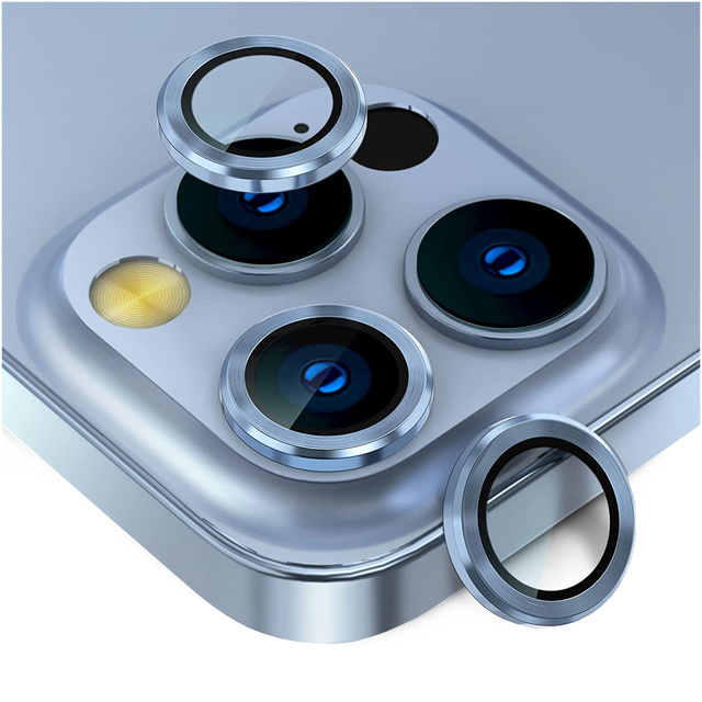Alogy Metal Lens Ochranné sklo Krytky objektivu pro Apple iPhone 13 Pro / 13 Pro Max Blue