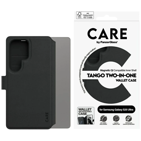 Puzdro pre Samsung Galaxy S25 Ultra CARE od PanzerGlass Feature Tango Wallet 2v1 čierne