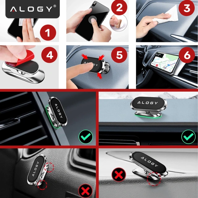 Alogy Magnetic Car Holder Universal for Phone on the Cockpit for the Board Black