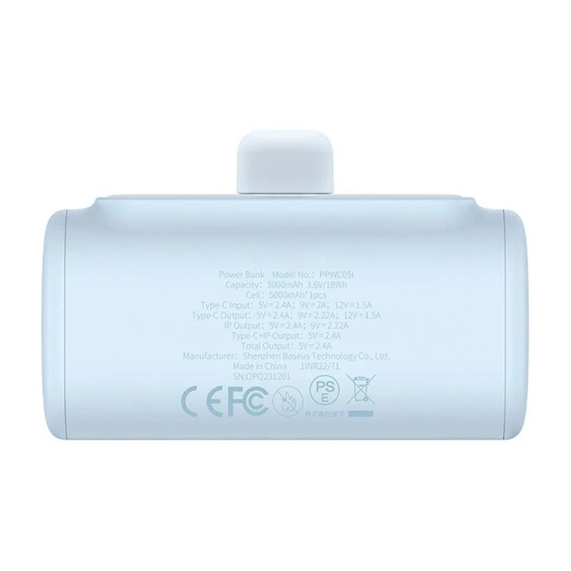 Зовнішній акумулятор Baseus Compact IP 5000mAh 20W Lightning USB-C Niebieski