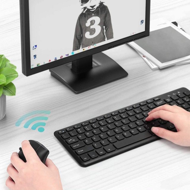 Bezdrátová vertikální herní myš vertikální ergonomická pro notebook PC pravák tichá Černá