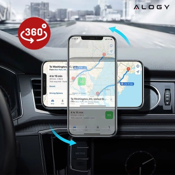 2-in-1-Autohalterung mit Alogy Airvent MagSafe QI Charger, induktives Ladegerät für MagSafe 15 W für Kühlergrill Schwarz