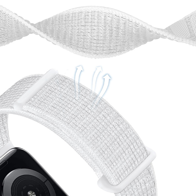 Alogy Nylon Strap with Velcro for Apple Watch 1/2/3/4/5/6/7/8/SE/Ultra (42/44/45/49mm) White