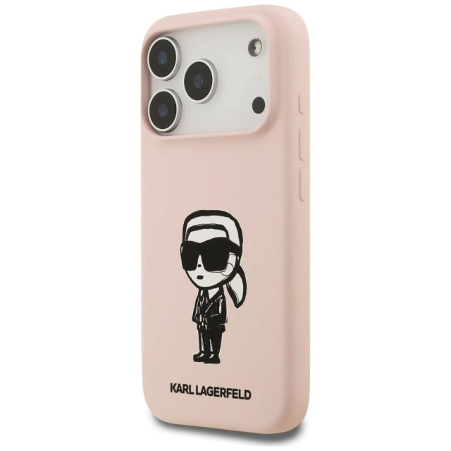 Etui Ochronne do iPhone 17 Pro Karl Lagerfeld Silicone KL Sketch MagSafe Różowy