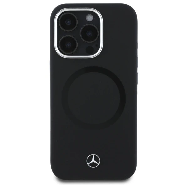 Mercedes Hülle für iPhone 16 Pro Max 6,9" Hardcase Silikon Ton in Ton Logo MagSafe Schwarz