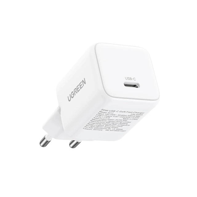 Ładowarka Ugreen X513 30W GaN + kabel USB-C 1m Biała PD PPS