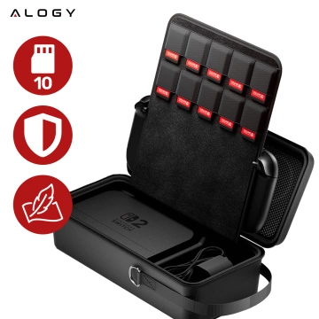 Ochranné pouzdro na Nintendo Switch 2 2025, velké tvrdé pouzdro z EVA, vodotěsné, lehké, s rukojeťmi, Alogy HardFoamBag™ - černé