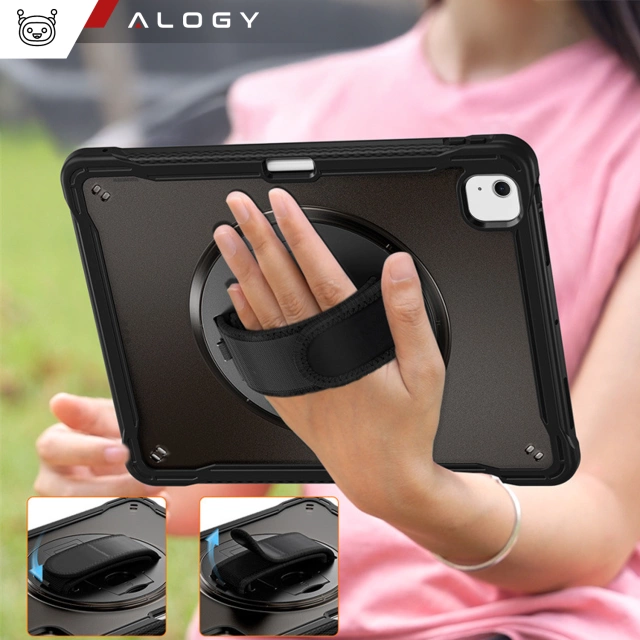 Armored Case 360 s držiakom na pero pre Apple iPad Air 11" (2024, 2025) / Air 10.9" (2020, 2022) / Pro 11 (2018) Alogy Pirate 360 Case puzdro na tablet čierne