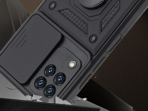 Alogy Stand Ring Armor case with camera cover for Galaxy A22 / M22 4G black