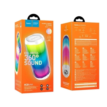 HOCO Bluetooth reproduktor HC8 biely prenosný RGB LED 1800mAh 10W