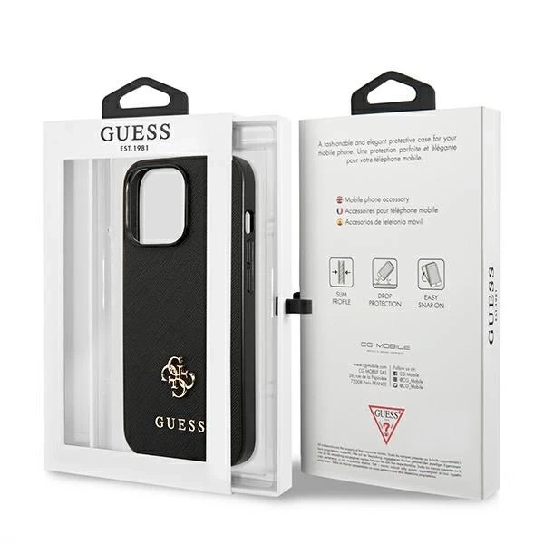 Etui Guess GUHCP13LPS4MK na iPhone 13 Pro / 13 6,1" pevné puzdro Saffiano 4G malé kovové logo