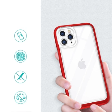 Clear 3in1 case for iPhone 11 Pro Max gel cover with frame red