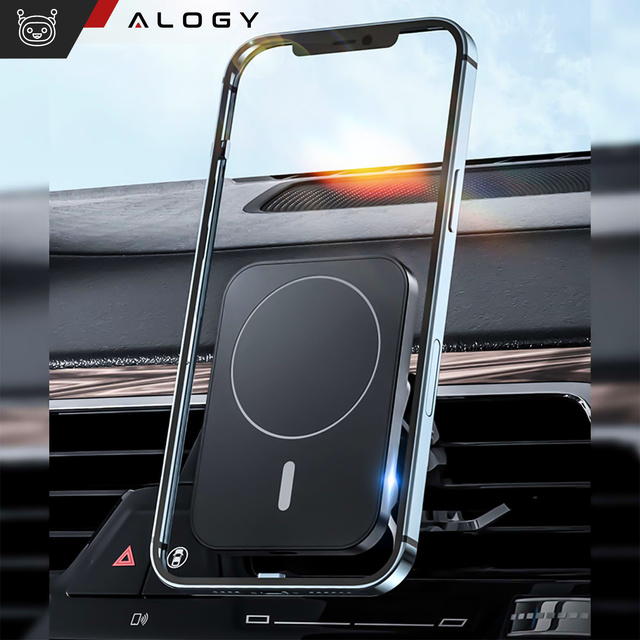 Car holder with Qi charger for MagSafe Alogy for grille 15W Black