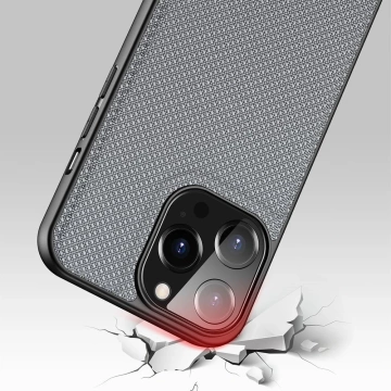 Kryt puzdra Dux Ducis Fino pokrytý nylonovým materiálom iPhone 13 Pro šedý