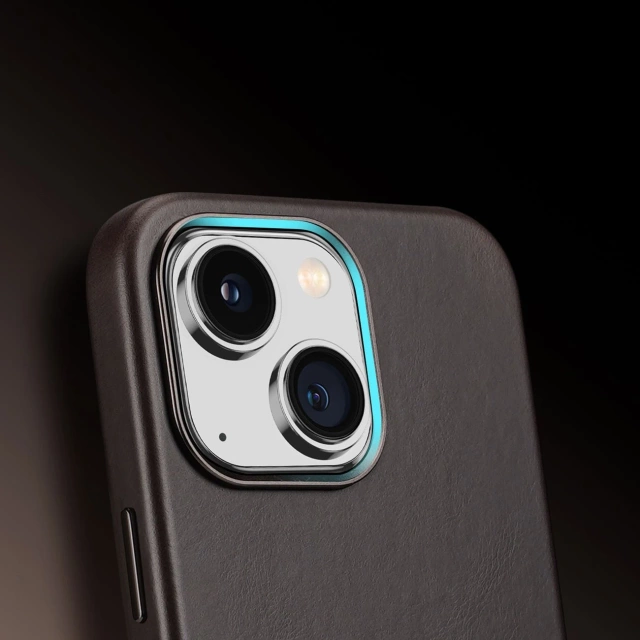 Kožené pouzdro Dux Ducis Naples pro iPhone 14 (kompatibilní s MagSafe) tmavě hnědé