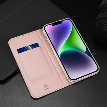 Etui do iPhone 15 pokrowiec z klapką i portfelem na kartę Dux Ducis Skin Pro - czarne