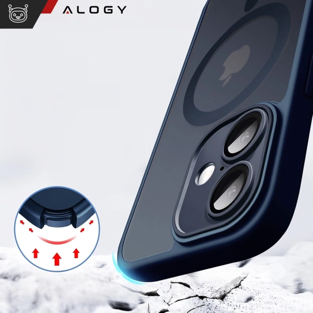 Набір гібридних чохлів 3 в 1 із загартованого скла для Apple iPhone 16, захисний чохол Hybrid MagSafe із захистом лінзи, чохол для телефону Alogy 3 в 1, темно-синій