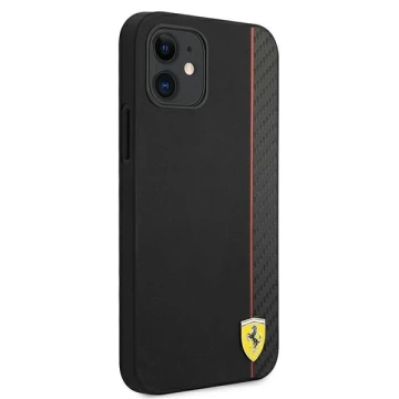 Puzdro Ferrari iPhone 12 mini 5,4" čierne/čierne pevné puzdro On Track Carbon Stripe