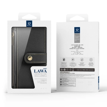 iPhone 16 Pro Dux Ducis Lawa Leather MagSafe Wallet Case Black