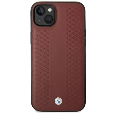 Etui na telefon BMW BMHCP14S22RFGR do Apple iPhone 14 6,1" vínová/vínová kůže s diamantovým vzorem
