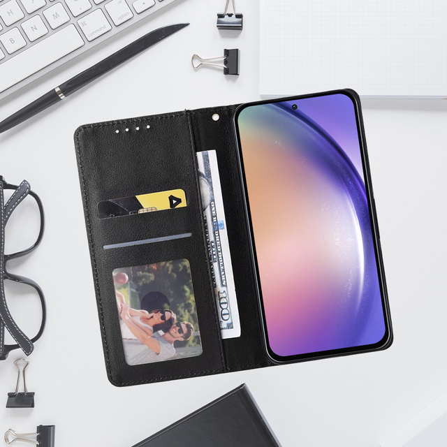 Ochranné flipové kožené pouzdro na peněženku Alogy pouzdro na telefon pro Samsung Galaxy A34 5G černý