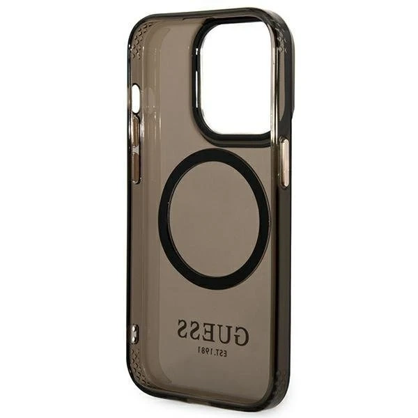 "Etui Guess GUHMP14LHTCMK до Apple iPhone 14 Pro 6,1\" czarny/black hard case Gold Outline Translucent MagSafe"