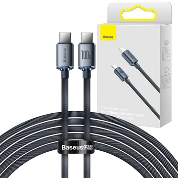 Baseus Crystal Shine Fast Charging Cable USB-C Type C to USB-C Type C PD 100W 3A 2m Black
