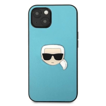 Karl Lagerfeld KLHCP13SPKMB iPhone 13 mini 5,4" niebieski/blau Hardcase Leder Ikonik Karl`s Head Metal